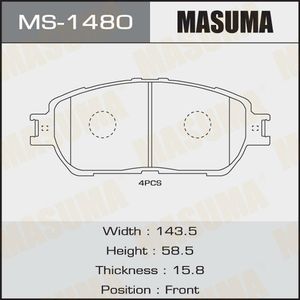 Колодки тормозные MASUMA MS1480 TOYOTA CAMRY -06 передн.