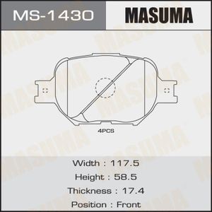 Колодки тормозные MASUMA MS1430