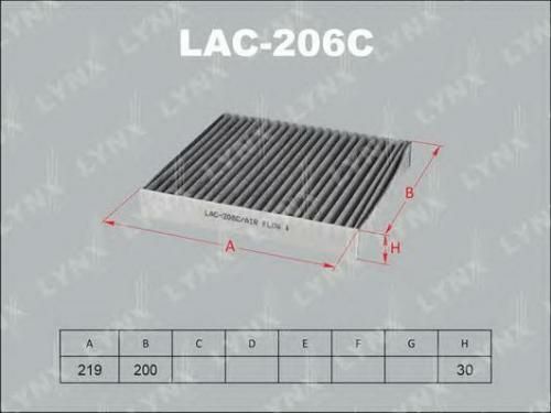Фильтр салонный LYNX LAC206C (угольный)