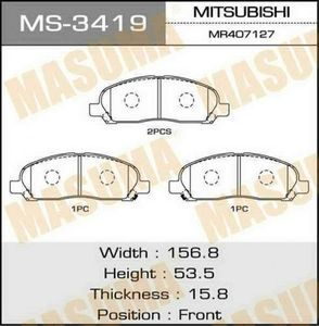 Колодки тормозные MASUMA MS3419 MITSUBISHI CHARIOT GRANDIS 1997-2002, MITSUBISHI RVR 1997-2002