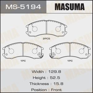 Колодки тормозные MASUMA MS5194 MAZDA CAPELLA 1988- 1999, FORD TELSTAR 1992-1997, MAZDA PERSONA 1990