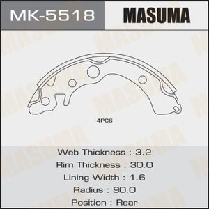 Колодки тормозные MASUMA MK5518 HONDA CIVIC 1995-1997, HONDA CIVIC FERIO 1995-1997, HONDA CR-X DELS 
