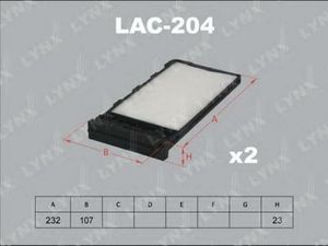 Фильтр салонный LYNX LAC204